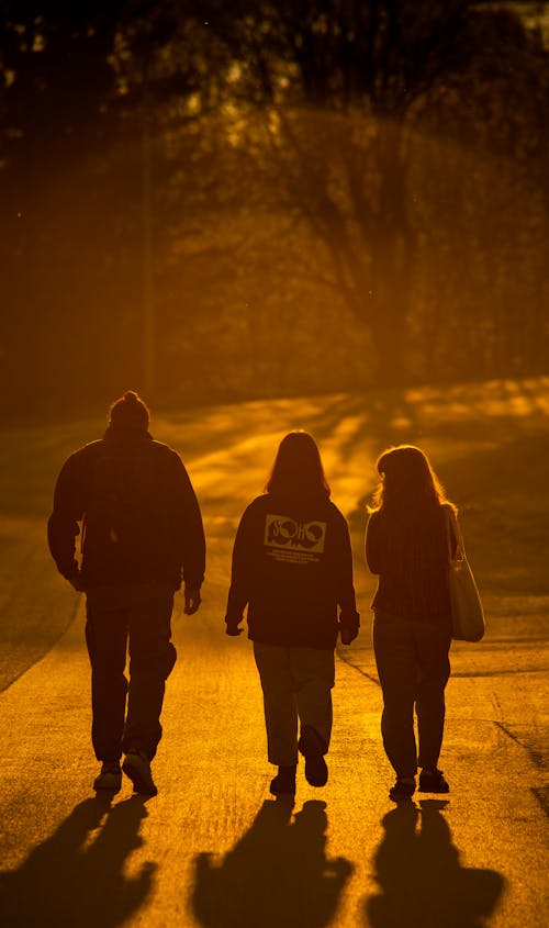 People Walking on the Street During Sunset