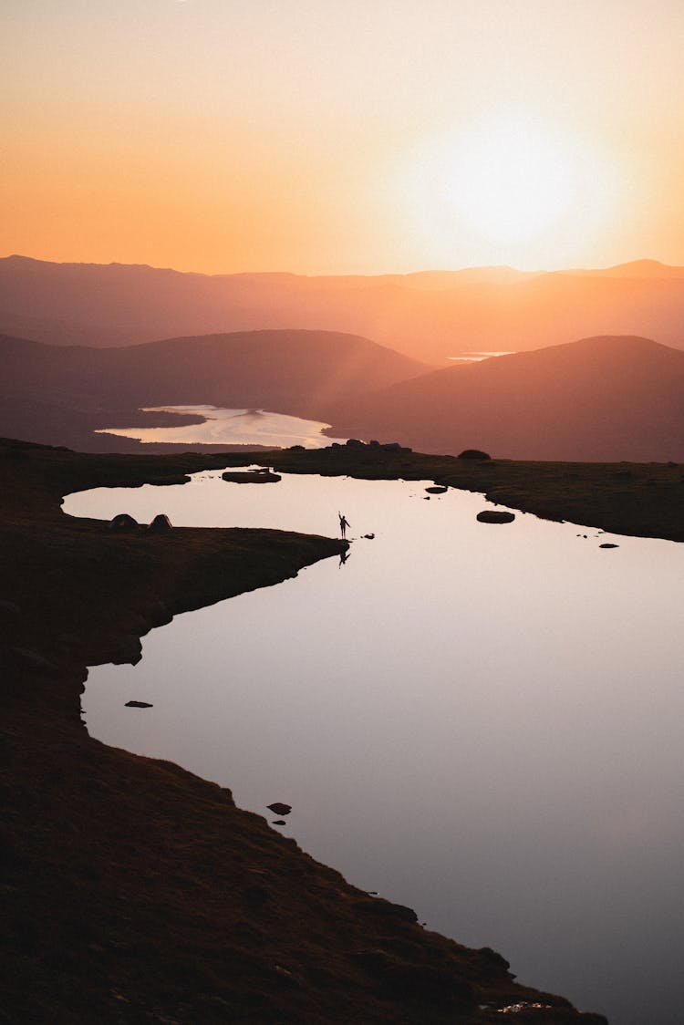 Landscape With Lake At Sunset