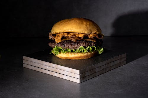 Close-Up Shot of a Delicious Hamburger