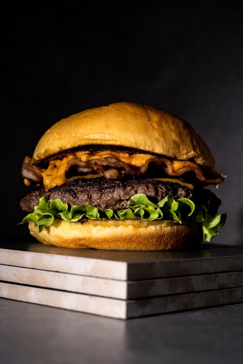 Close-Up Shot of a Burger 