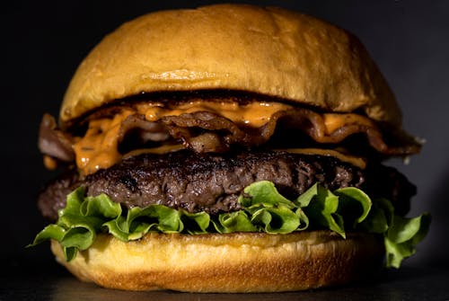 Close-Up Shot of a Delicious Hamburger