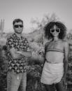 Black and White Photo of Fashion Models on a Semi-Desert