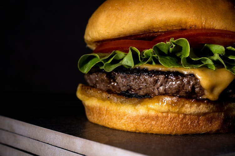 Close-Up Of A Hamburger 