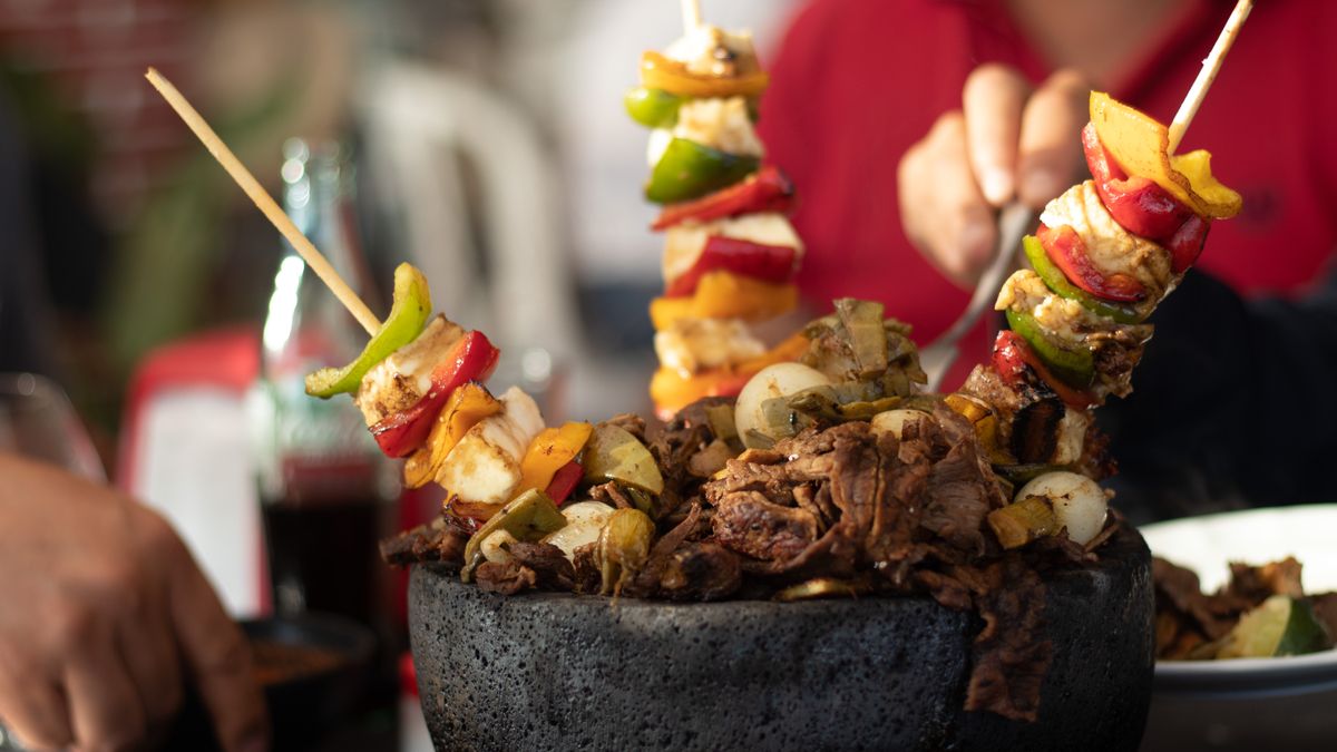 Beef and vegetable skewers