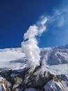 White Clouds over Snow Covered Mountain