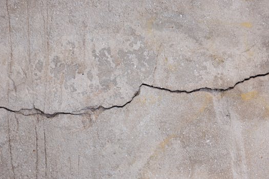 Detailed texture of a weathered concrete wall showing crack patterns.