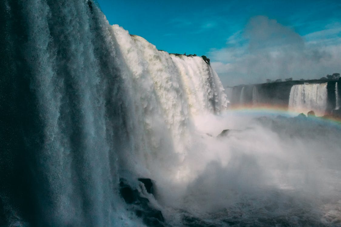 Free Waterfalls With Rainbow Stock Photo