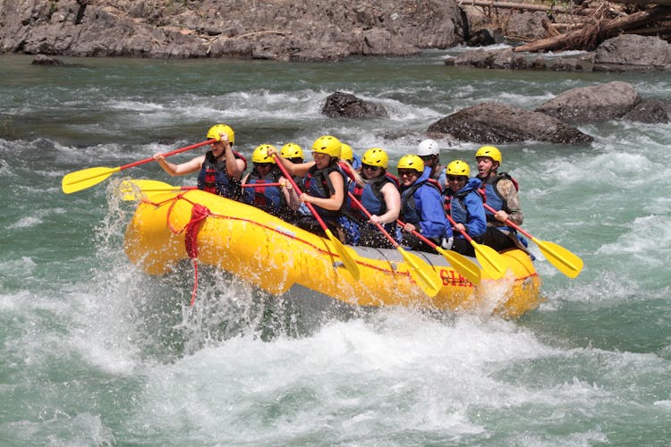 People With Helmets Rafting