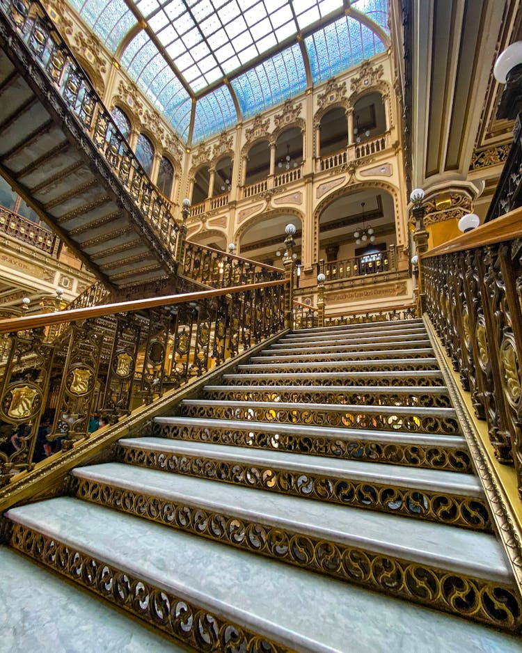 Luxury Golden Staircase In Traditional Building