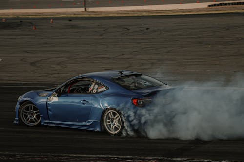 A Drifting Blue Sports Car 