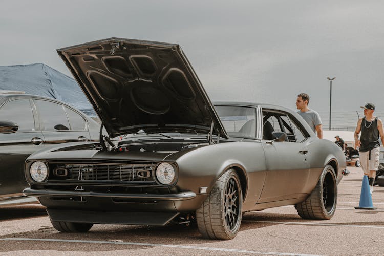 A Parked Black Camaro