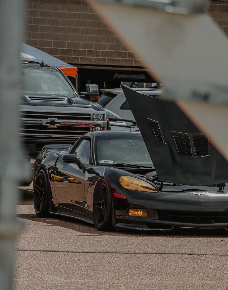 A Parked Black Corvette