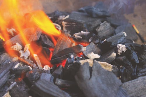 Burning Charcoal Closeup