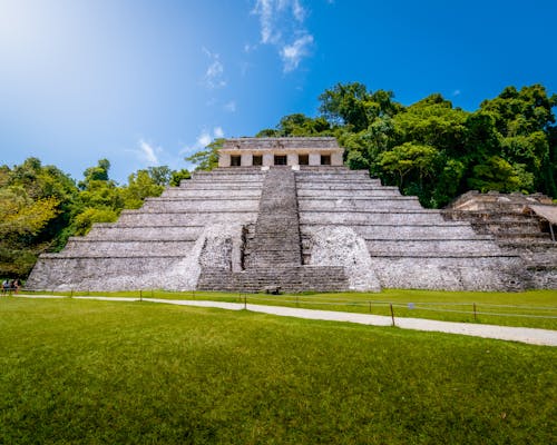 คลังภาพถ่ายฟรี ของ zona arqueológica palenque, ต้นไม้สีเขียว, ท้องฟ้าสีคราม