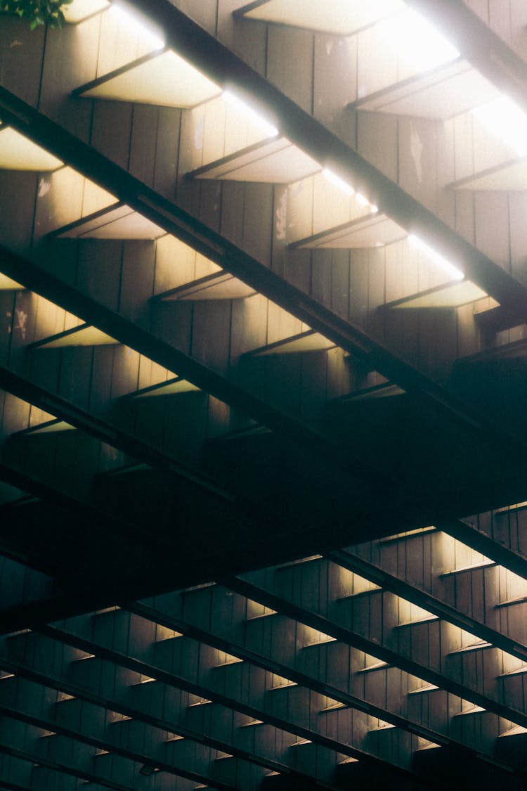 Futuristic Lights On Building Ceiling