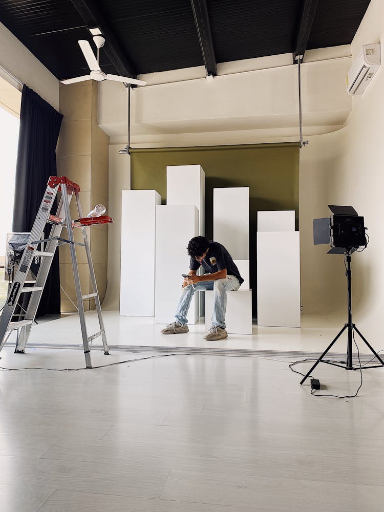 Model In A Studio On A Photoshoot 