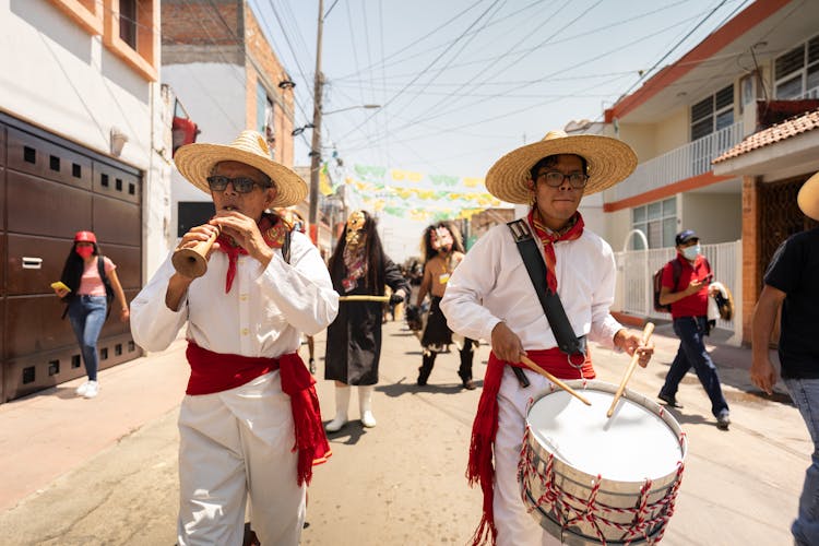 People Walking In Traditional Festival In Mexico