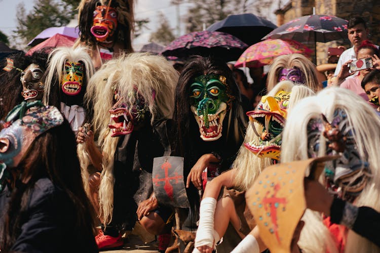 Crowd In Mexican Carnival Masks