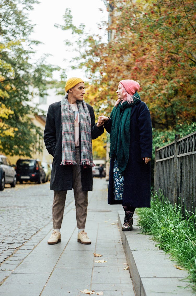 Hipster Couple Walking City Street