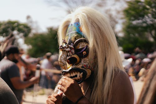 Close up of a Person in Carnival Mask