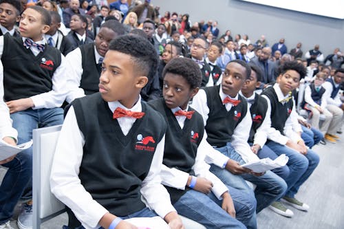 Free stock photo of african american boys, assembly, black vests Stock Photo
