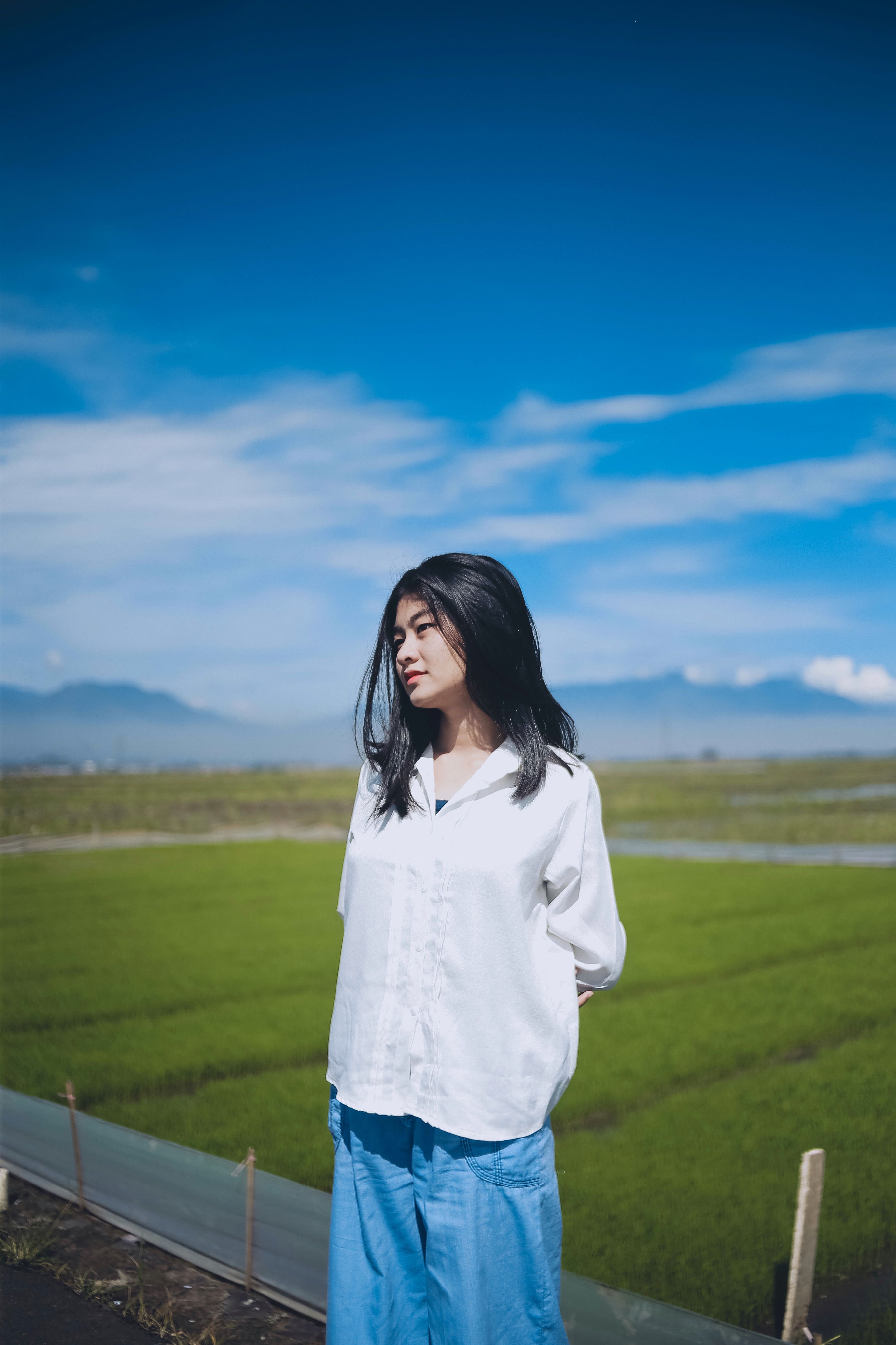 A Woman in White Long Sleeves · Free Stock Photo
