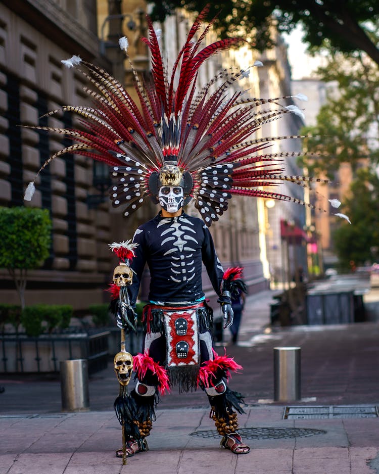 A Person Wearing A Skeleton Costume