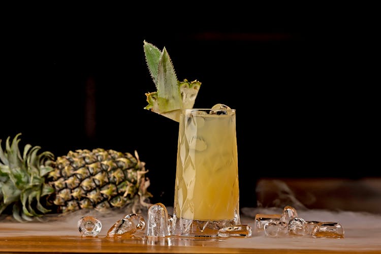 Pineapple Juice In Clear Drinking Glass