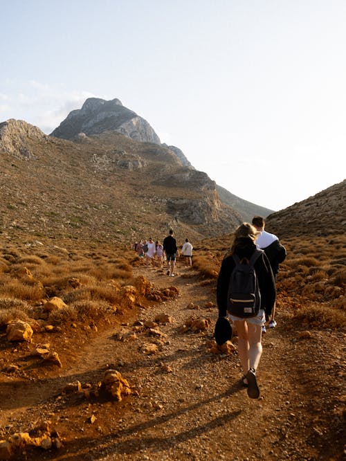 People Walking on a Mountain Path