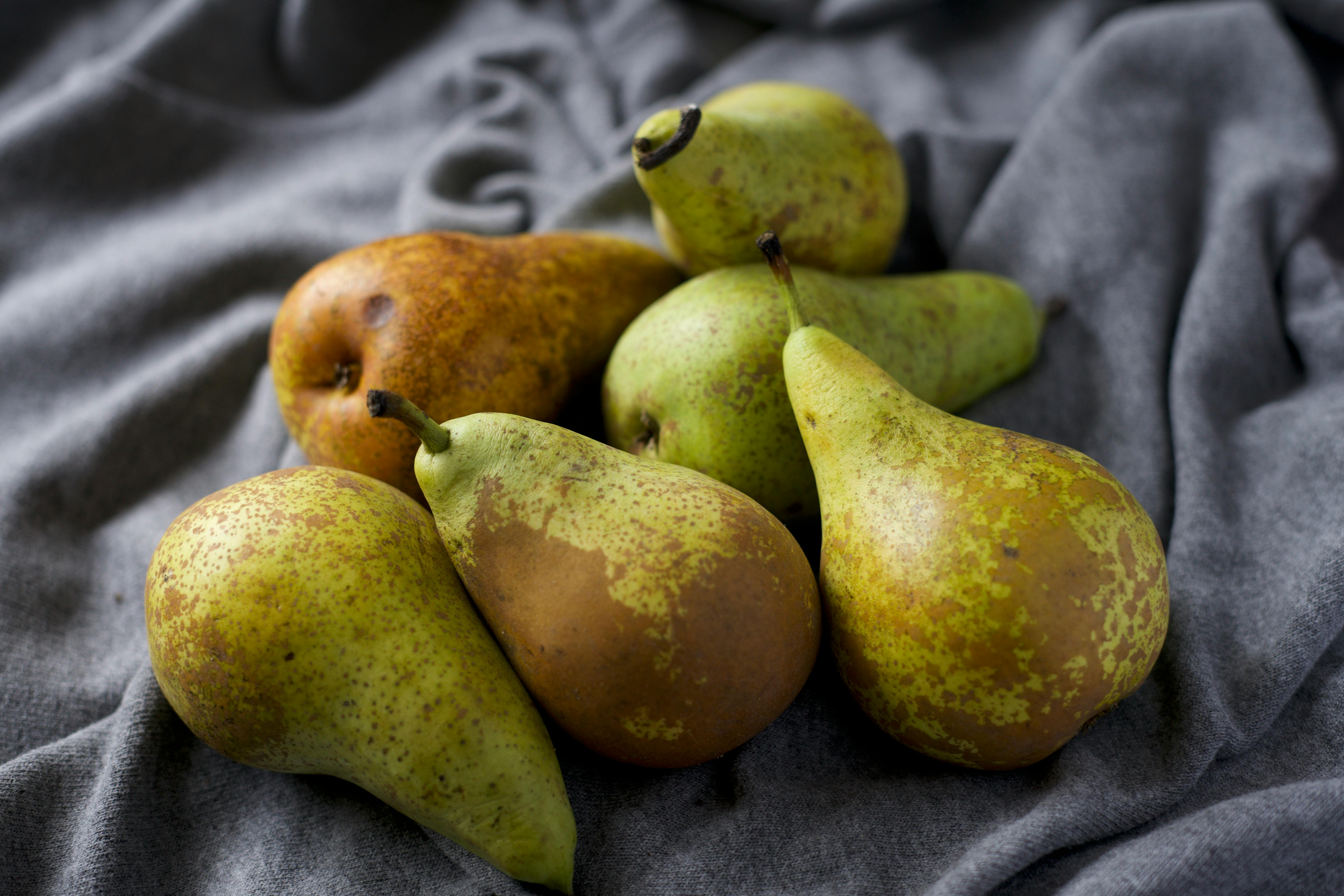 Fresh ripe organic yellow pears with water drops Stock Photo by