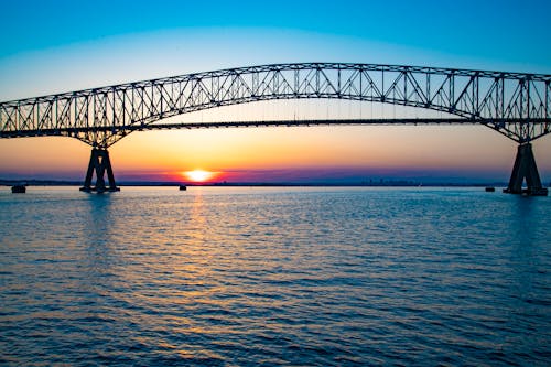 Бесплатное стоковое фото с закат, ключевой мост, мост