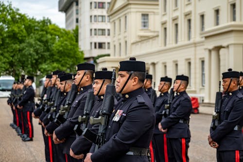 Military Men Standing in Formation