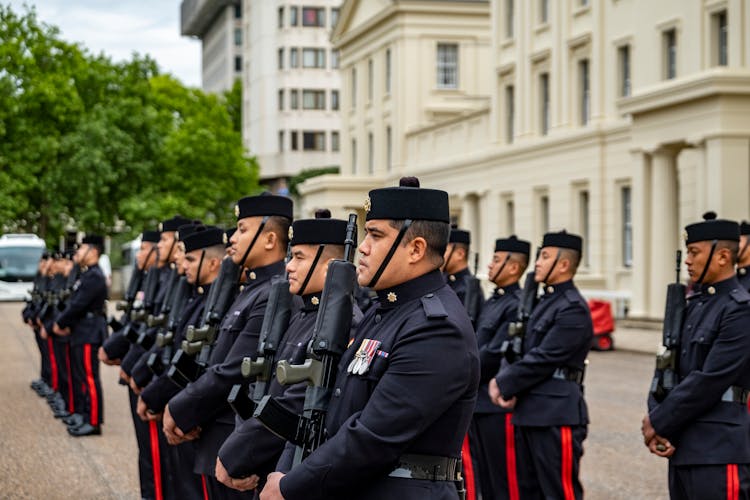 Military Men Standing In Formation