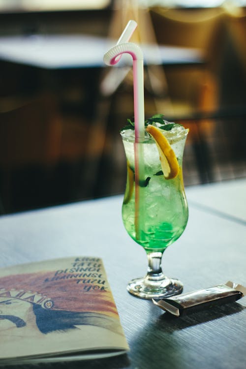 Clear Glass with Green Cocktail Drink