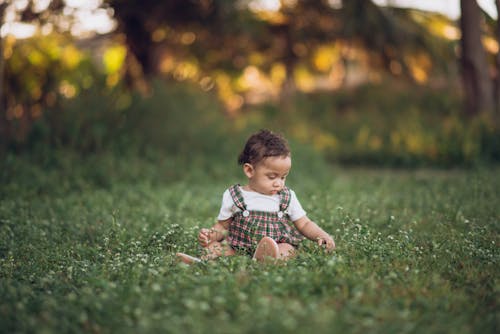 Toddler Sitting in Grass