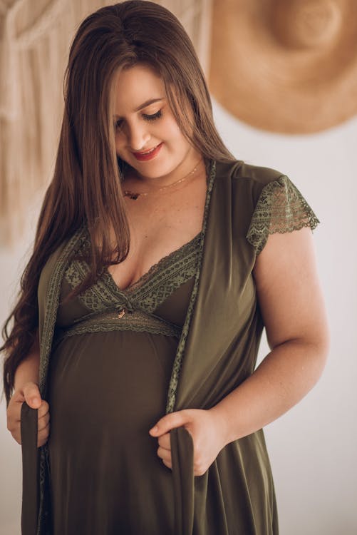 A Woman in Moss Green Dress