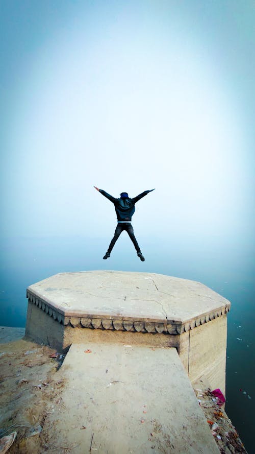 Free stock photo of 2020 background, above clouds, jump shot