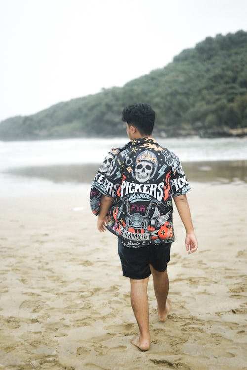 A Man Walking on the Beach