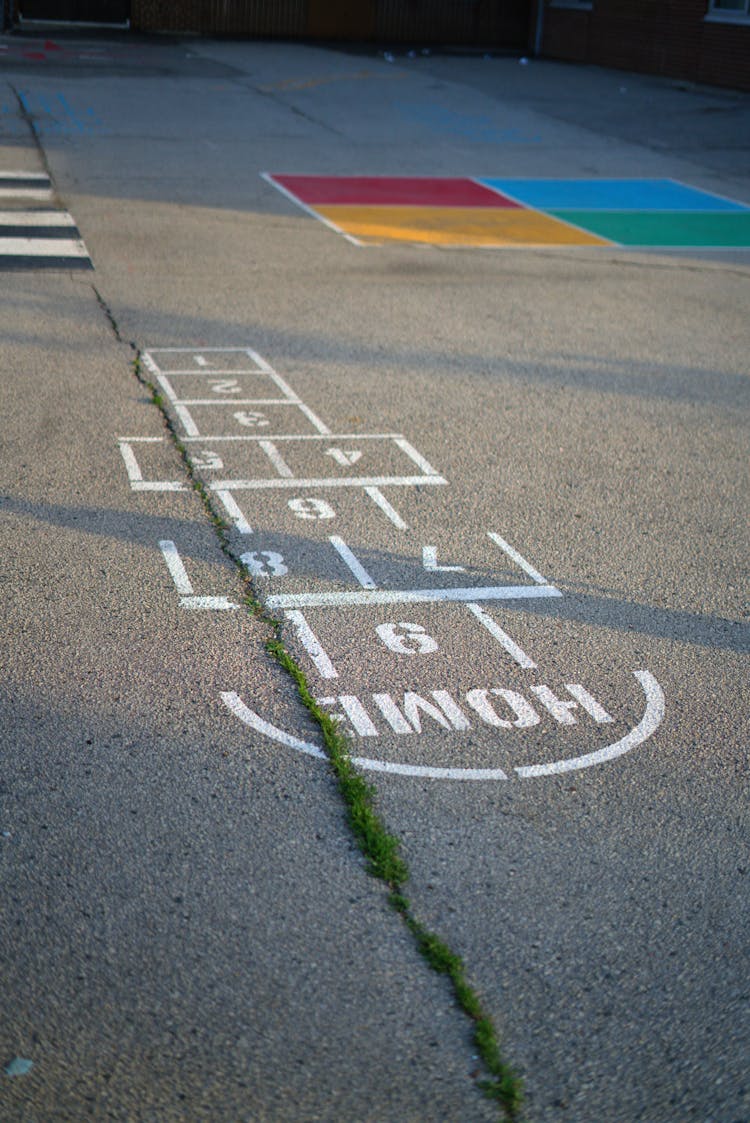 Hopscotch On Gray Concrete