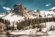 Mountain in Snow against Blue Sky