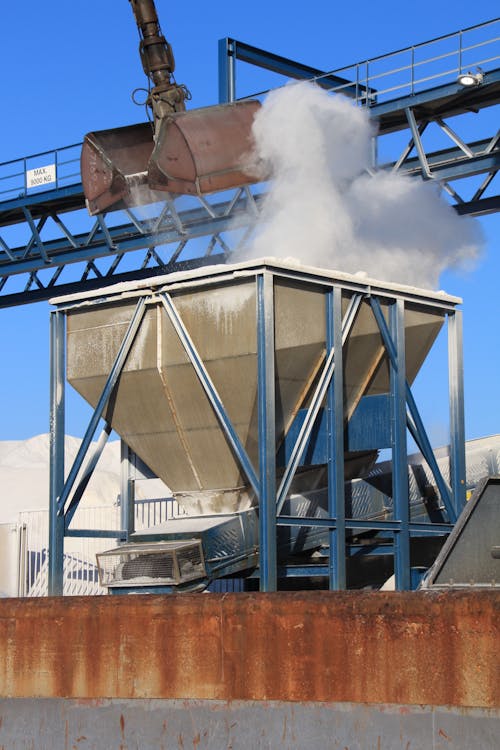 Heavy Machinery in an Industrial Area under Blue Sky 