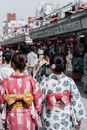 People Walking in Kimonos
