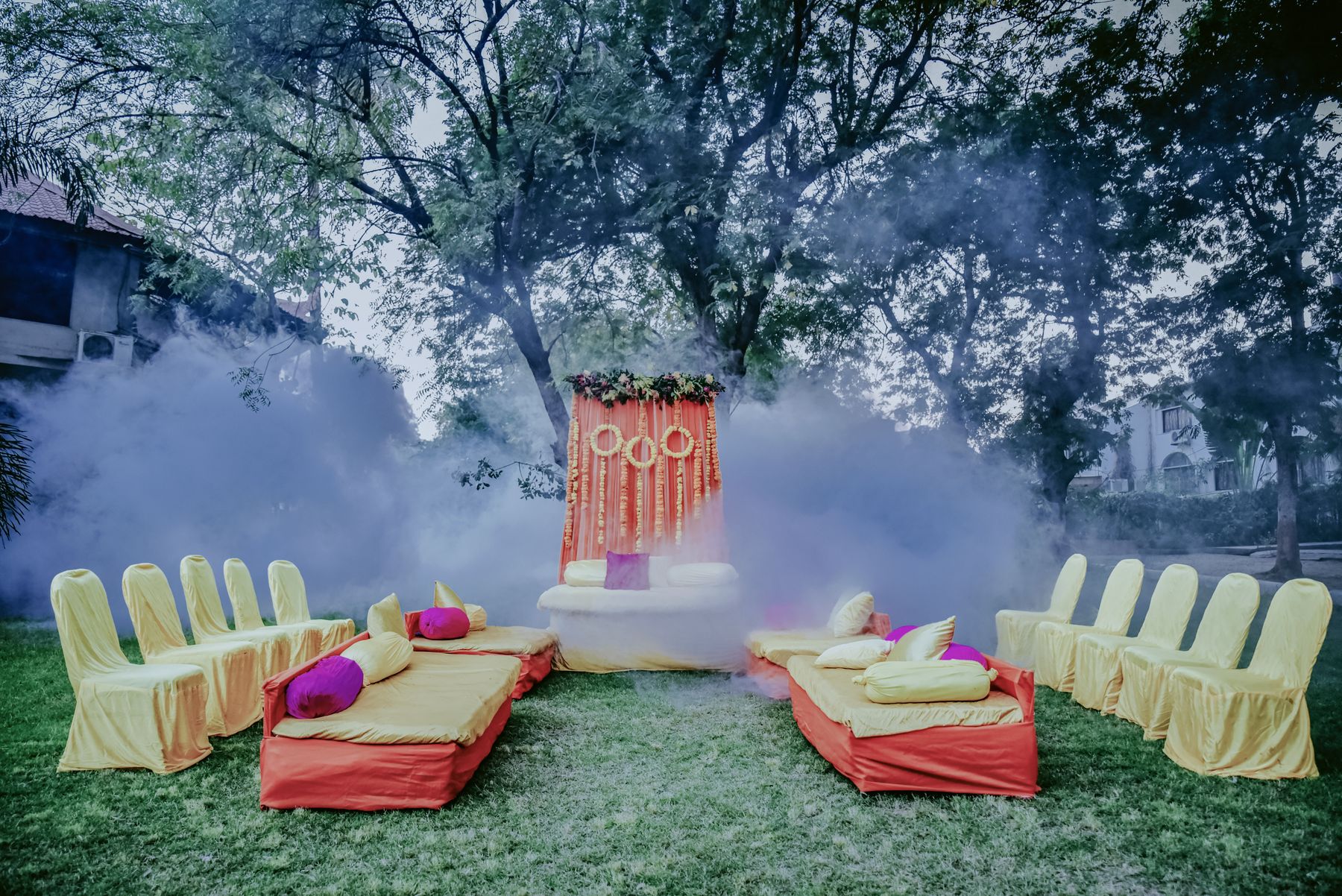 Colorful Indian wedding mehndi event styling