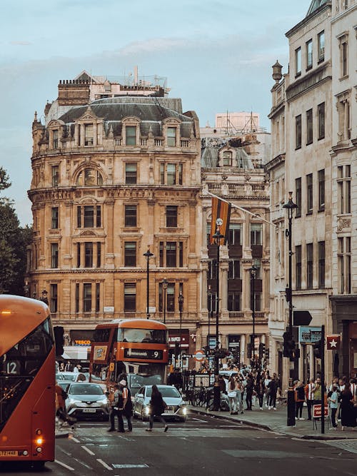 交通系統, 伦敦市中心, 垂直拍摄 的 免费素材图片