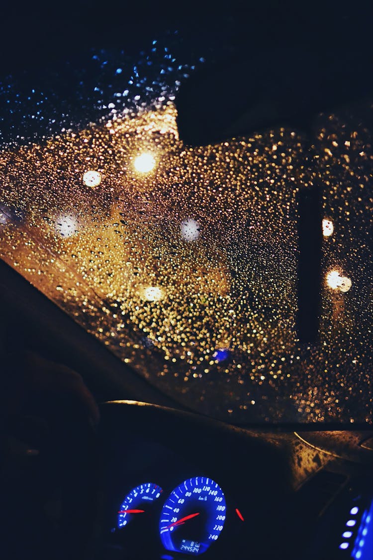 Water Droplets On Windshield