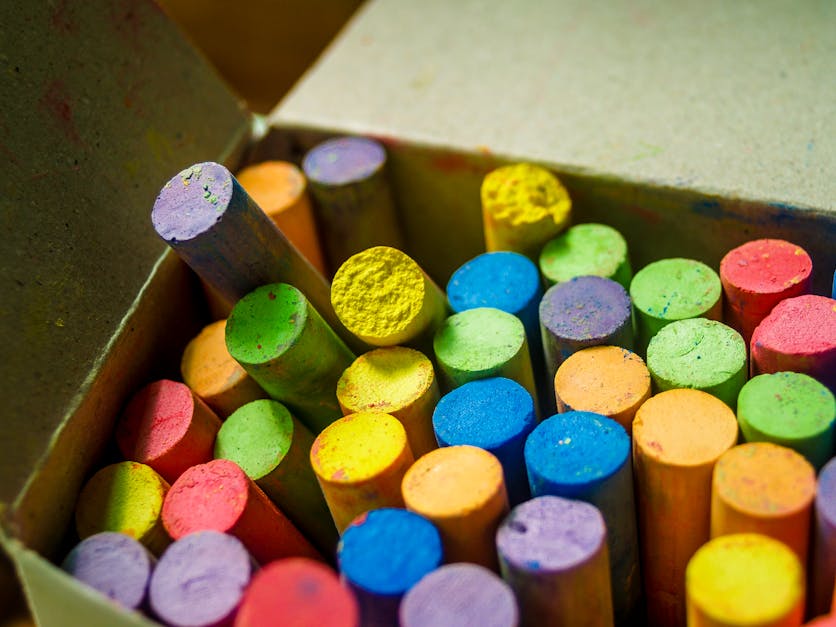 Close up of colorful and pastel crayons Stock Photo by chones