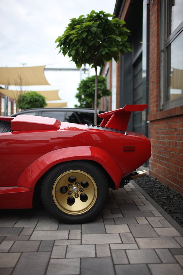 Back Of A Red Lamborghini Countach