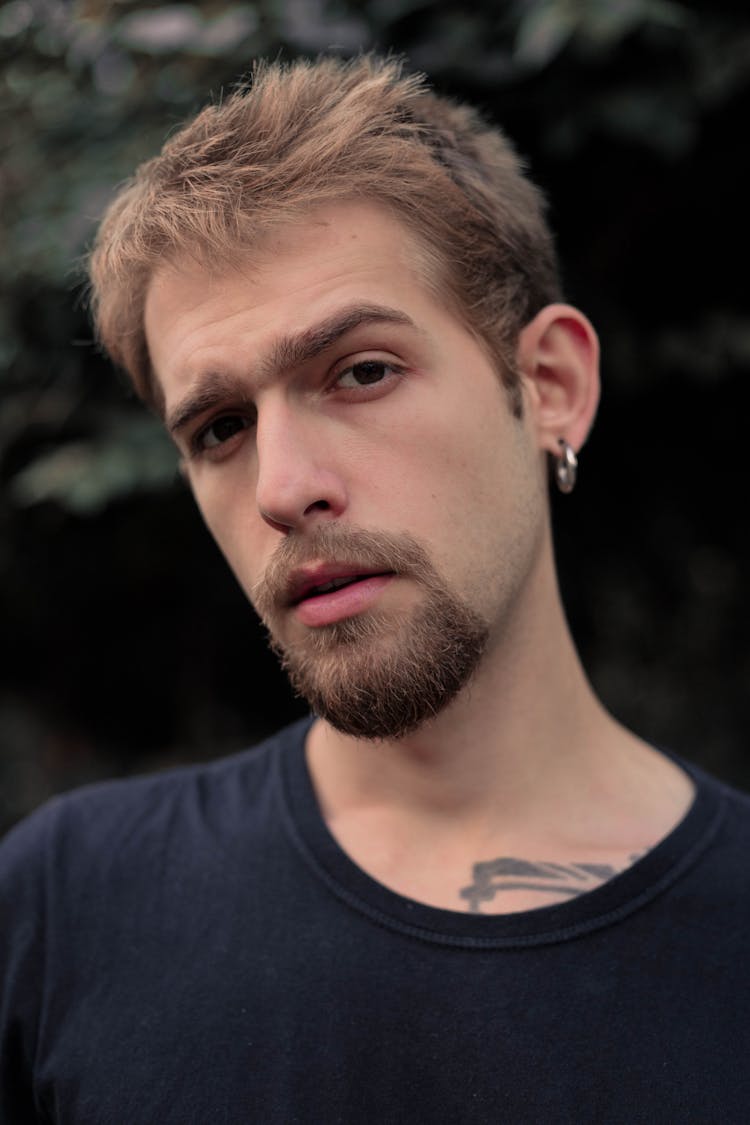 Bearded Blonde Man With Earring