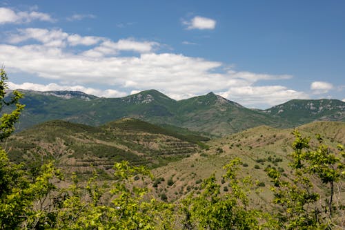 Kostenloses Stock Foto zu blauer himmel, grüne bäume, grüne berge