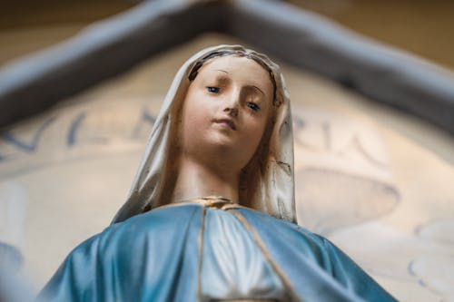 Virgin Mary Figurine in Close Up